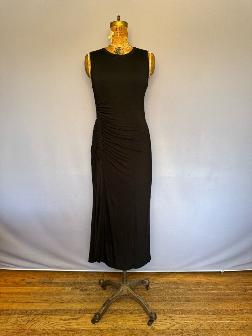 A.L.C. Black Ruched Sleeveless Maxi Dress — Size S